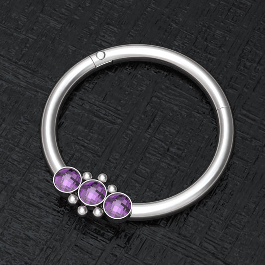 Surgical Steel Nipple Ring CZ - TitaniumFashion