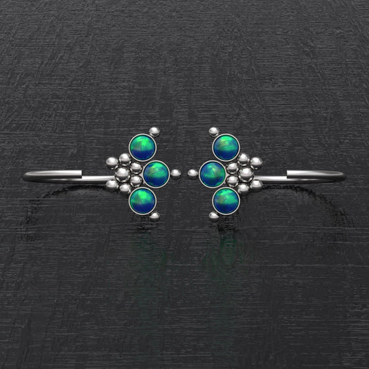 Surgical Steel Open Hoop Earrings Opal - TitaniumFashion