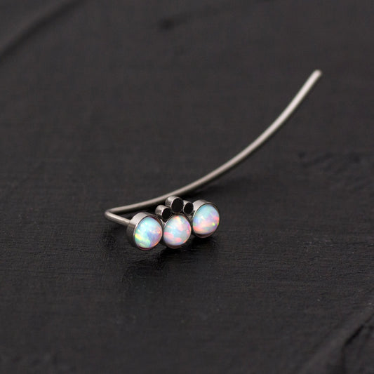 Opal Climbing Ear Cuff Earrings Surgical Steel - TitaniumFashion