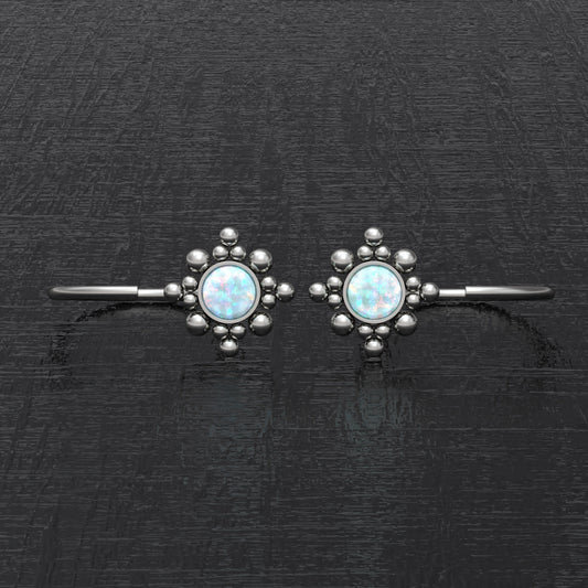 Titanium Small Hoop Earrings Opal - TitaniumFashion