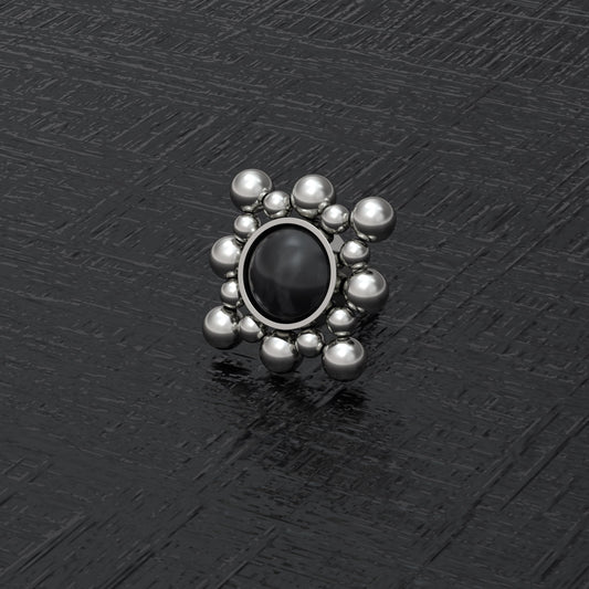 Onyx Nose Bone Stud Titanium - TitaniumFashion