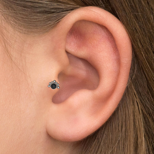 Onyx Tragus Piercing Jewelry Titanium - TitaniumFashion