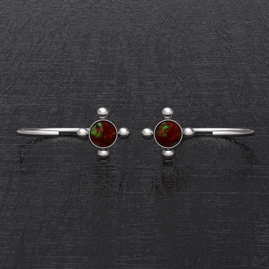 Surgical Steel Huggie Earrings Opal - TitaniumFashion