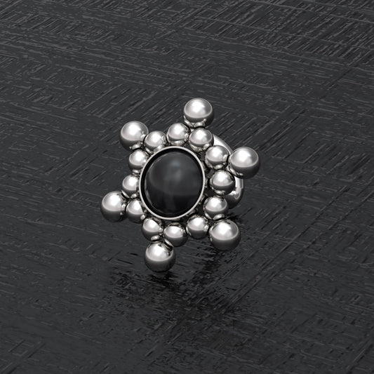 Onyx Nose Stud Ring Surgical Steel - TitaniumFashion