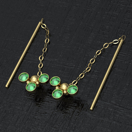 CZ Chain Threader Earrings - TitaniumFashion