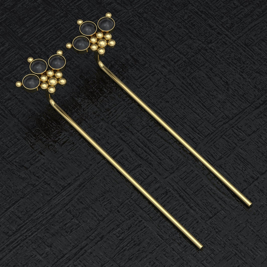 Ear Threader Earrings Onyx - TitaniumFashion