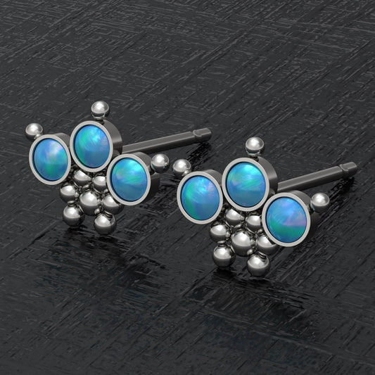 Opal Small Stud Earrings Titanium - TitaniumFashion