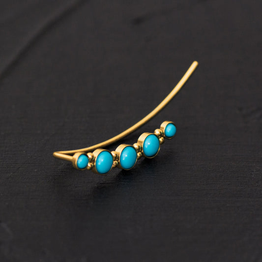 Surgical Steel Ear Crawler Turquoise - TitaniumFashion