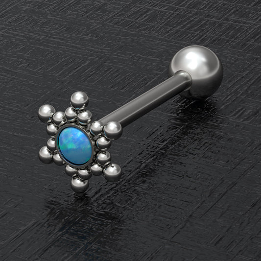 Titanium Tongue Ring Opal - TitaniumFashion