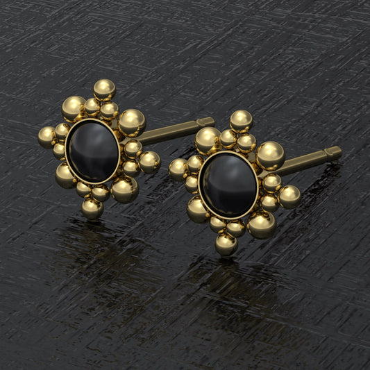 Onyx Small Stud Earrings - TitaniumFashion