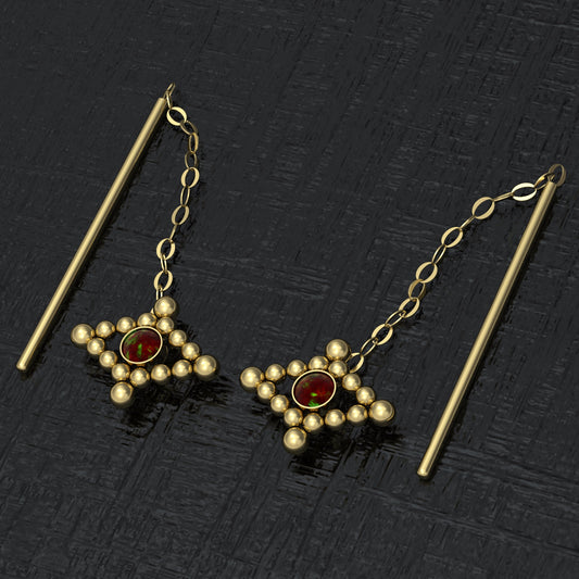 Chain Threader Earrings Opal - TitaniumFashion