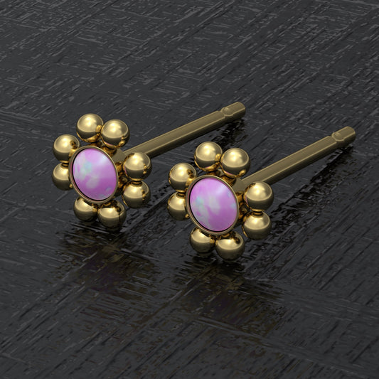 Opal Post Earrings Surgical Steel - TitaniumFashion