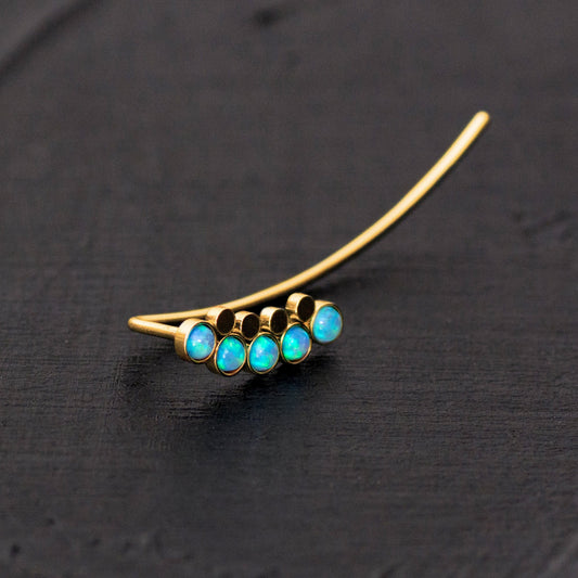 Opal Climbing Ear Cuff Earrings Surgical Steel - TitaniumFashion