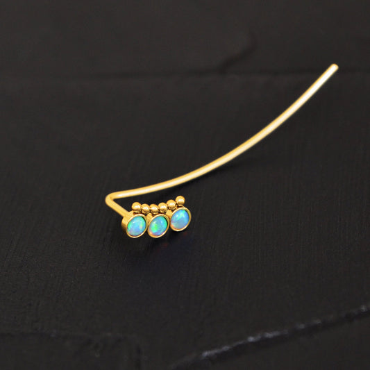 Opal Ear Climber Earrings Surgical Steel - TitaniumFashion