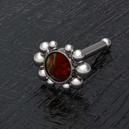 Opal Nose Stud Ring Surgical Steel - TitaniumFashion