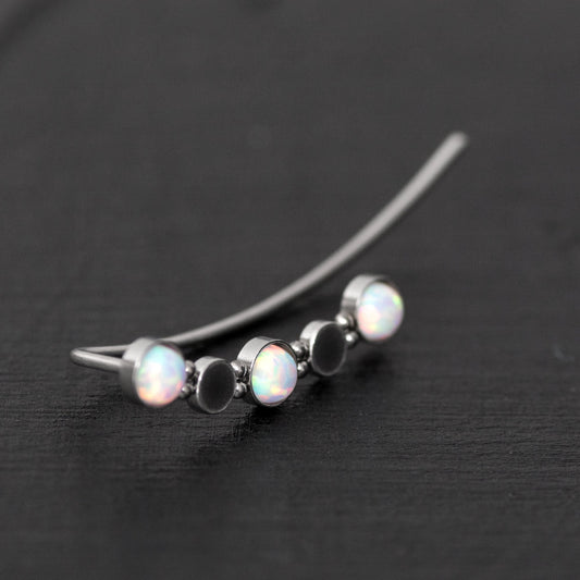 Opal Ear Climber Earrings Surgical Steel - TitaniumFashion