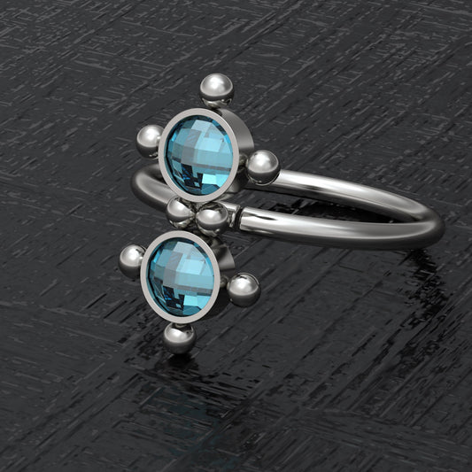 Titanium Nose Ring Hoop CZ - TitaniumFashion