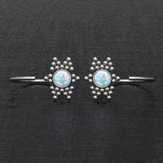 Implant Grade Open Hoop Earrings Opal - TitaniumFashion