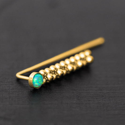 Opal Ear Climber Earrings Surgical Steel - TitaniumFashion