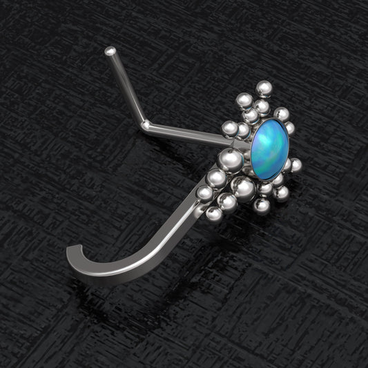 Opal Nose Hoop With Stud Surgical Steel - TitaniumFashion