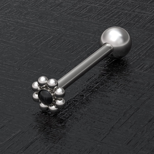 Tongue Ring Onyx - TitaniumFashion