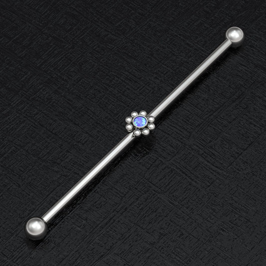 Opal Industrial Barbell 14g - TitaniumFashion