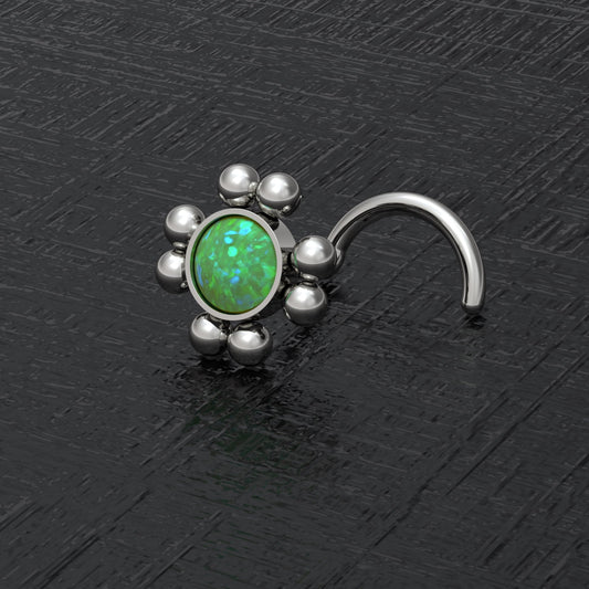 Titanium Nose Screw Stud Opal - TitaniumFashion