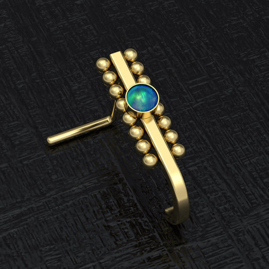 Opal Nose Stud Ring Surgical Steel - TitaniumFashion