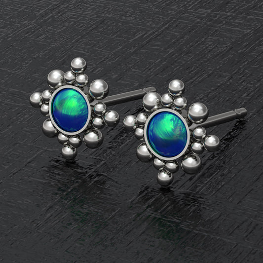 Opal Post Earrings Titanium Implant Grade - TitaniumFashion