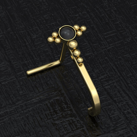 Onyx Nose Hoop With Stud Surgical Steel - TitaniumFashion