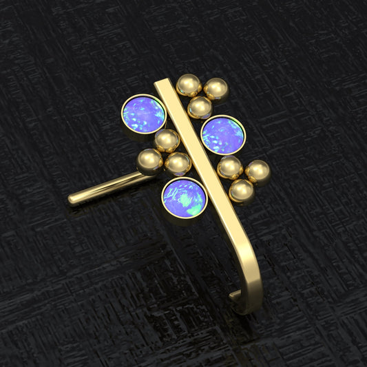 Surgical Steel Nose Stud Ring Opal - TitaniumFashion