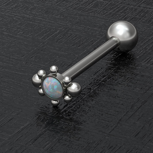 Titanium Tongue Ring Opal - TitaniumFashion
