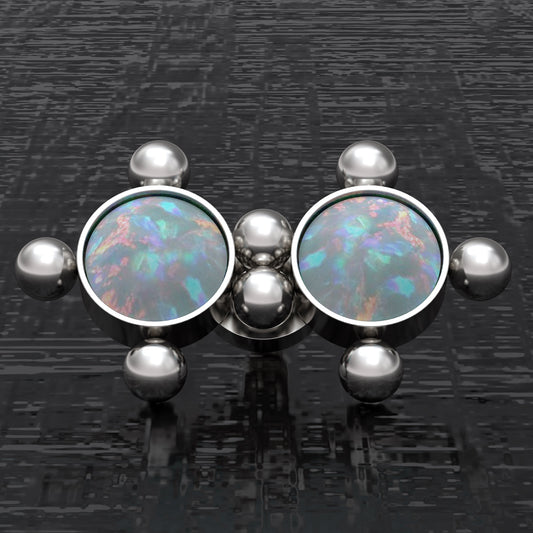 Surgical Steel Dermal Piercing Opal - TitaniumFashion