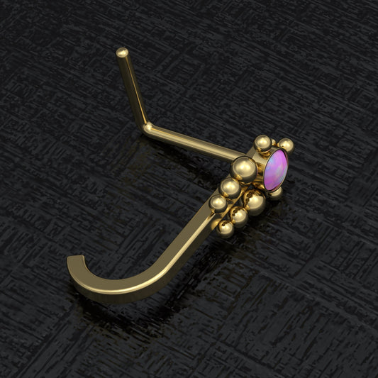 Opal Nose Hoop With Stud Surgical Steel - TitaniumFashion