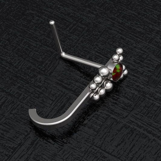 Opal Nose Stud Ring Surgical Steel - TitaniumFashion