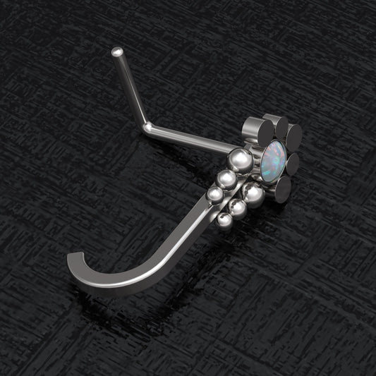 Surgical Steel Nose Stud Ring Opal - TitaniumFashion