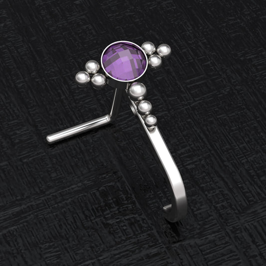 CZ Nose Hoop With Stud Surgical Steel - TitaniumFashion