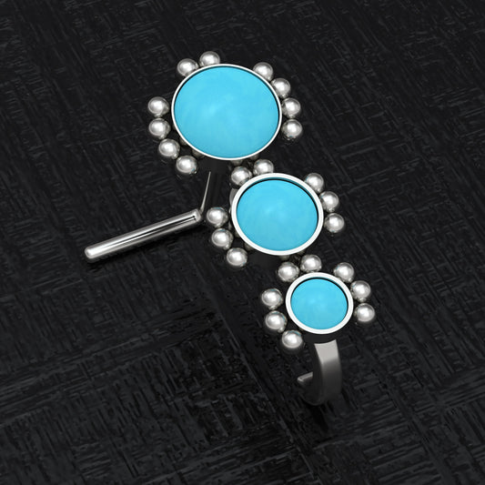 Titanium Nose Ring Stud Turquoise - TitaniumFashion