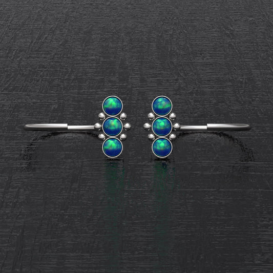 Surgical Steel Huggie Earrings Opal - TitaniumFashion