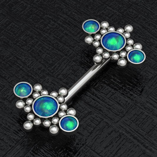 Opal Nipple Barbell Piercing Implant Grade Titanium - TitaniumFashion