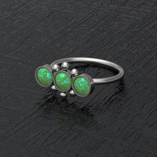 Implant Grade Titanium Nose Hoop Opal - TitaniumFashion