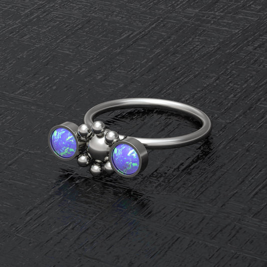 Opal Nose Ring Titanium Implant Grade - TitaniumFashion