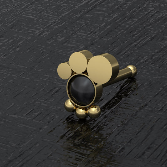 Onyx Nose Stud Ring Surgical Steel - TitaniumFashion