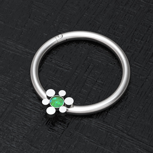 Surgical Steel Nipple Ring Opal - TitaniumFashion