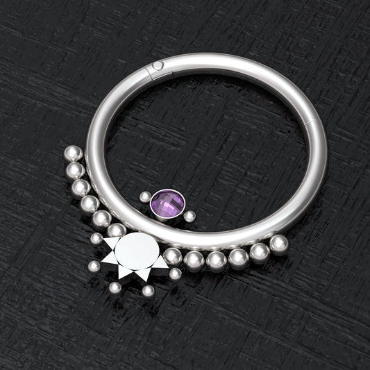 Surgical Steel Nipple Ring CZ - TitaniumFashion