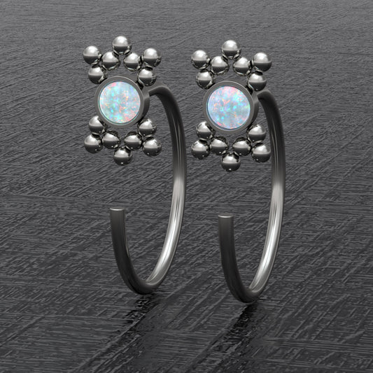Implant Grade Open Hoop Earrings Opal - TitaniumFashion