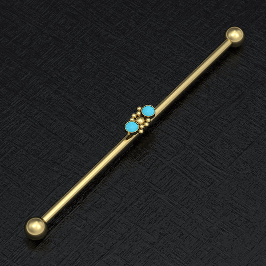 Turquoise Industrial Jewelry Surgical Steel - TitaniumFashion