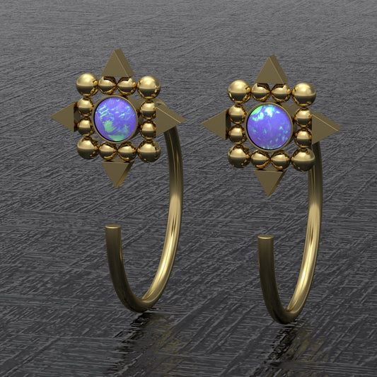 Huggie Hoop Earrings Opal - TitaniumFashion