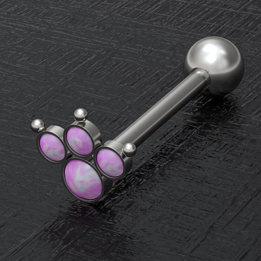 Titanium Tongue Ring Opal - TitaniumFashion
