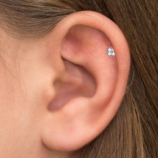 Flat Back Cartilage Earring Stud Bioflex - TitaniumFashion